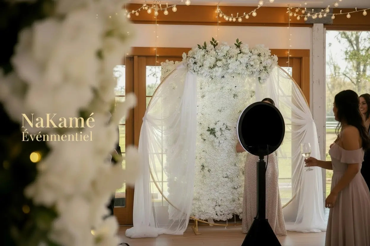 Photobooth NaKamé dans un décor événementiel fleuri